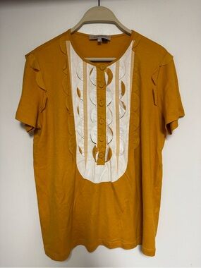 See By Chloé Mustard Short Sleeve Tee with Contrast Bib Vintage